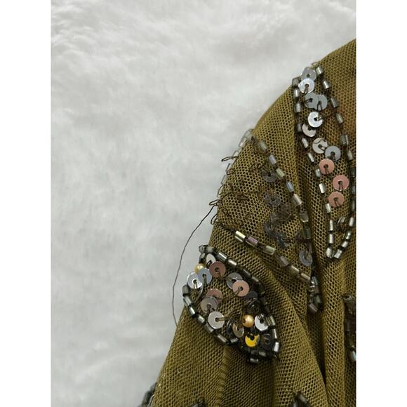 NWT Mac Duggal 5124 Women's Olive Green Beaded Long Sleeve Evening Gown Size 20 - Picture 10 of 16